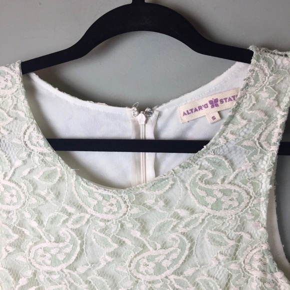 Altar’d State Mint Paisley Lace Sleeveless Sheath Dress Size Small - Picture 4 of 10